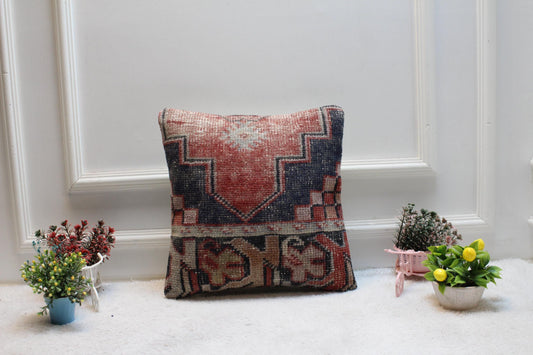 Handmade Turkish Kilim Pillow Cover: Boho Home Decor, 16x16 inch