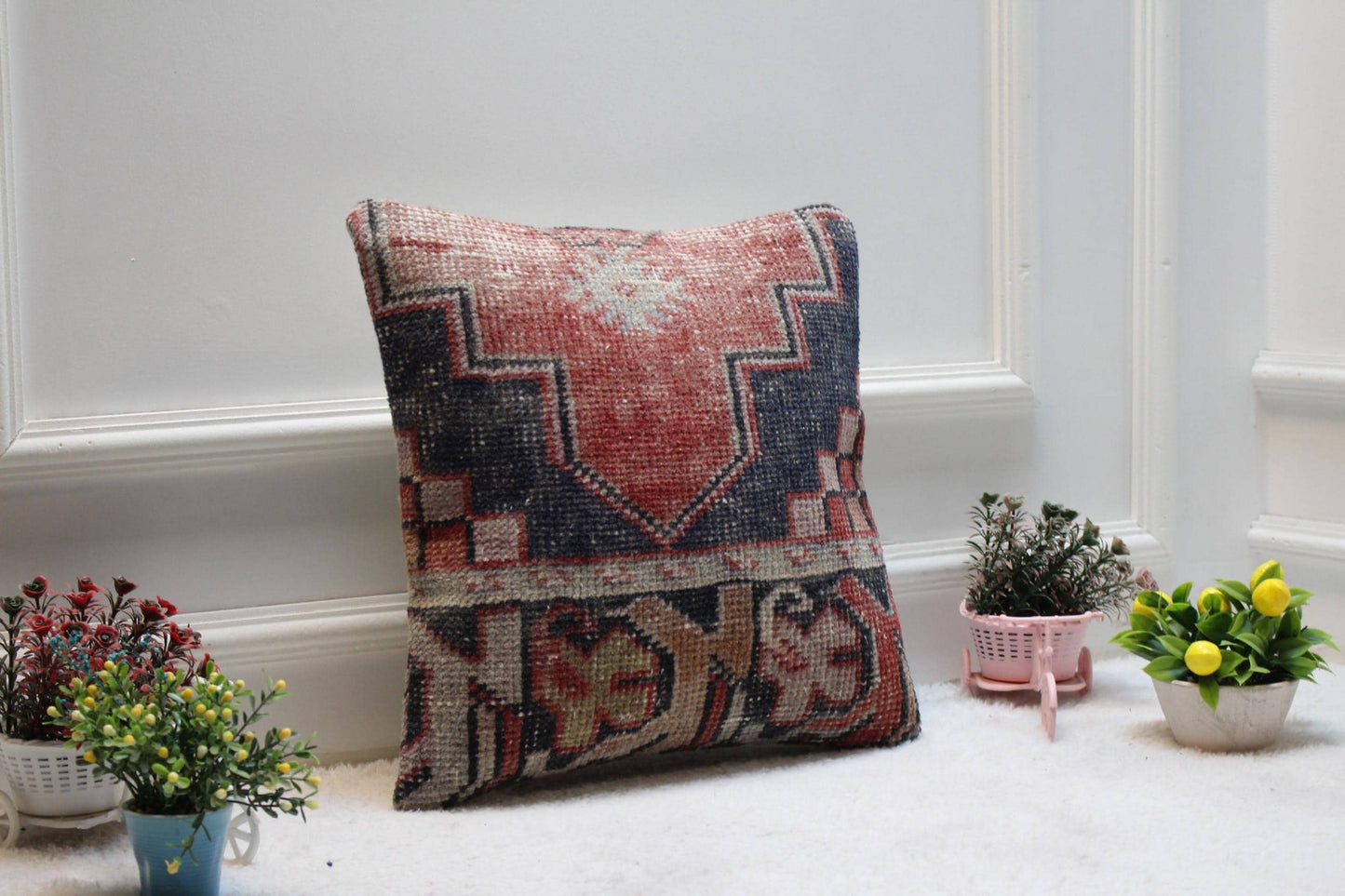 Handmade Turkish Kilim Pillow Cover: Boho Home Decor, 16x16 inch