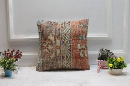 Handmade Kilim Pillow Cover: Upcycled Woven Rug, Boho Home Decor (16x16 in)