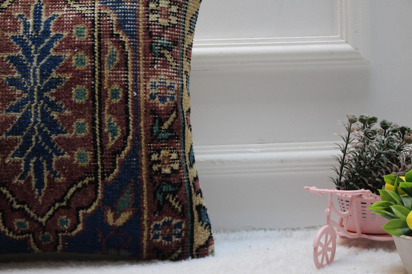 Handmade Kilim Pillow Cover: Upcycled Woven Rug, Boho Decor (16x16 inch)
