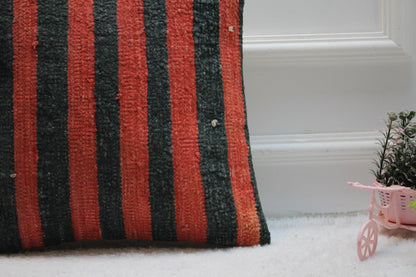 Red and Black Kilim Pillow Cover: Boho Home Decor (16x16 in)