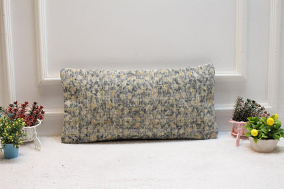Floral Kilim Pillow Cover: Handmade Turkish Rug Lumbar Pillow (12x24 in)