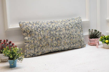 Floral Kilim Pillow Cover: Handmade Turkish Rug Lumbar Pillow (12x24 in)