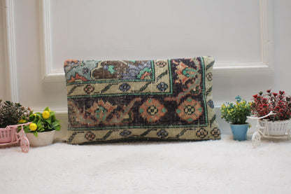 Floral Kilim Lumbar Pillow Cover: Handmade Turkish Rug, 12x20 inch