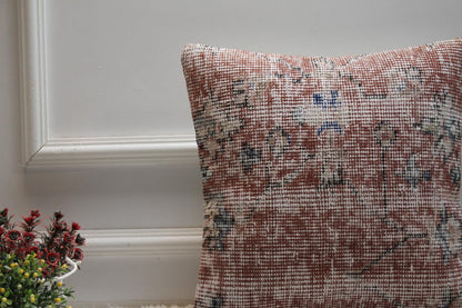 Vintage Turkish Rug Pillow Cover: 16x16 Boho Sofa Throw Pillow