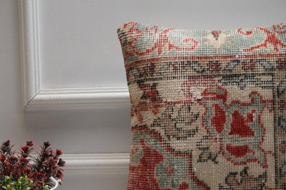 Floral Kilim Pillow Cover: 16x16 Turkish Rug Throw Pillow