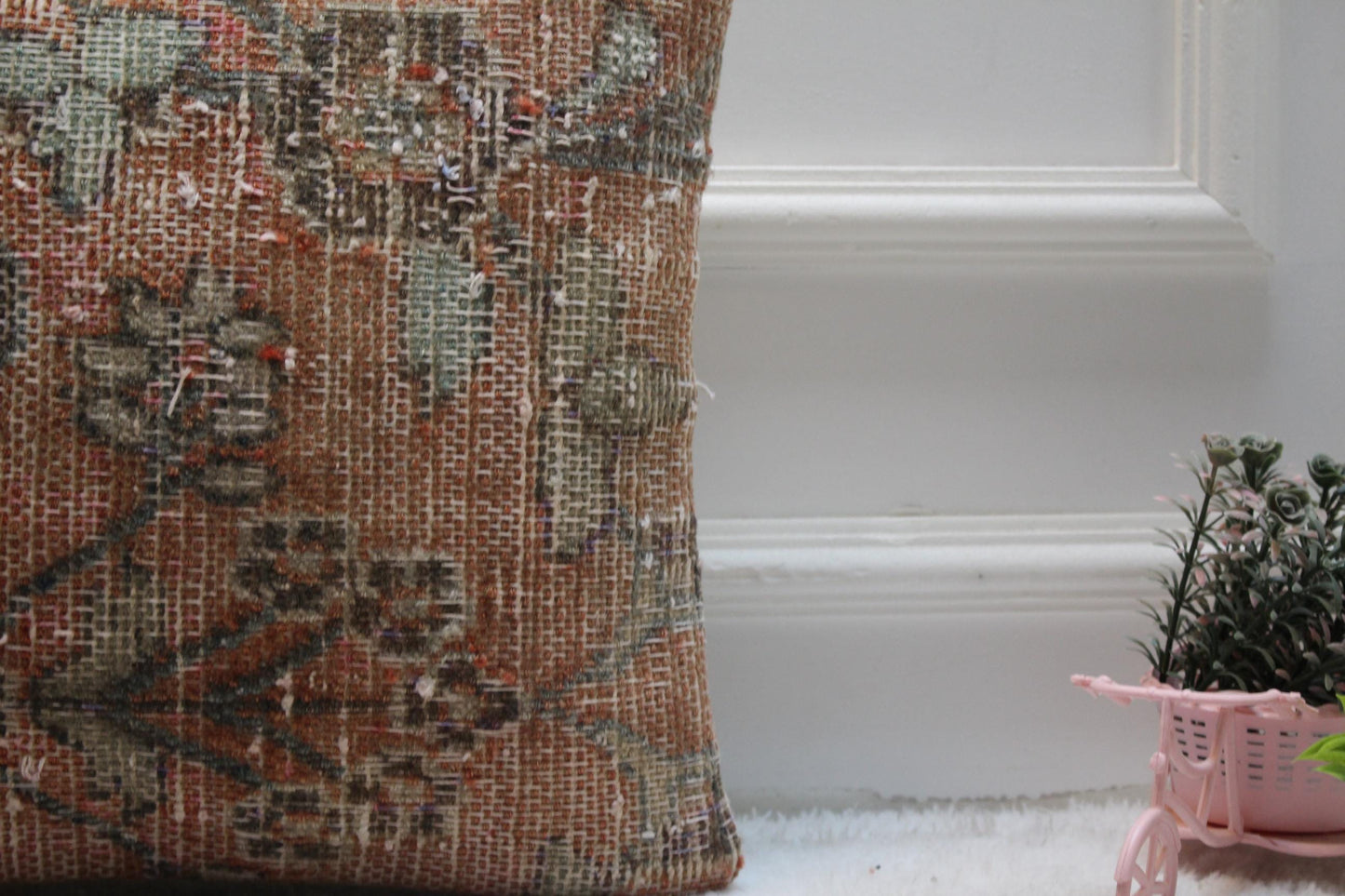 Boho Turkish Rug Pillow Cover: Vintage Kilim, 16x16 inch