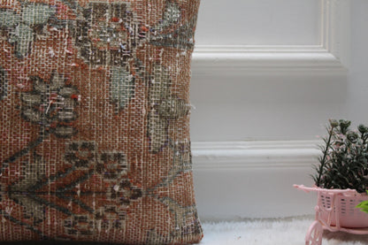 Boho Turkish Rug Pillow Cover: Vintage Kilim, 16x16 inch