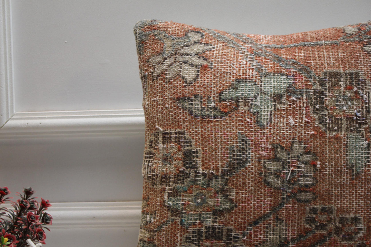 Boho Turkish Rug Pillow Cover: Vintage Kilim, 16x16 inch