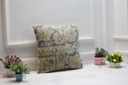 Handmade Turkish Rug Pillow Cover: Boho Home Decor, 16x16 inch