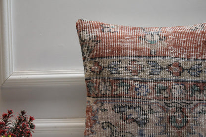 Handmade Turkish Rug Pillow Cover: Floral Boho Decor (16x16 in)
