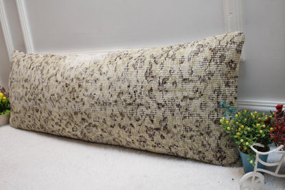 Floral Turkish Rug Lumbar Pillow Cover: Handmade Woven Pillow Case (12x36 in)