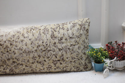 Floral Turkish Rug Lumbar Pillow Cover: Handmade Woven Pillow Case (12x36 in)