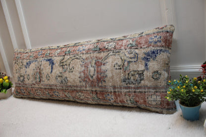 Handmade Anatolian Lumbar Pillow Cover: Vintage Turkish Rug, 12x36 inch