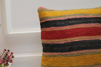 Handmade Kilim Pillow Cover 16x16: Upcycled Woven Rug