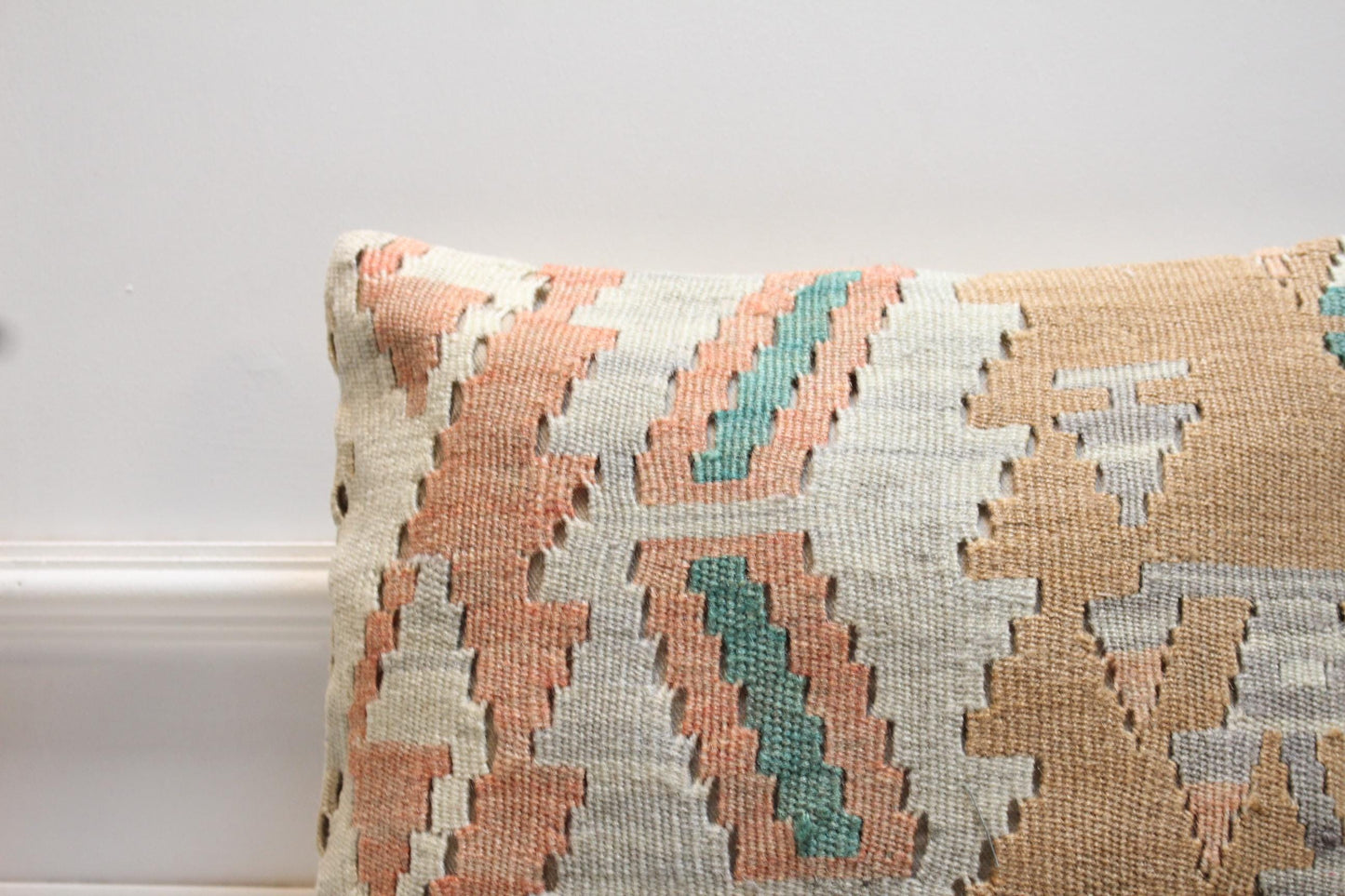 Handmade Kilim Pillow Cover: 16x16 Vintage Geometric Cushion