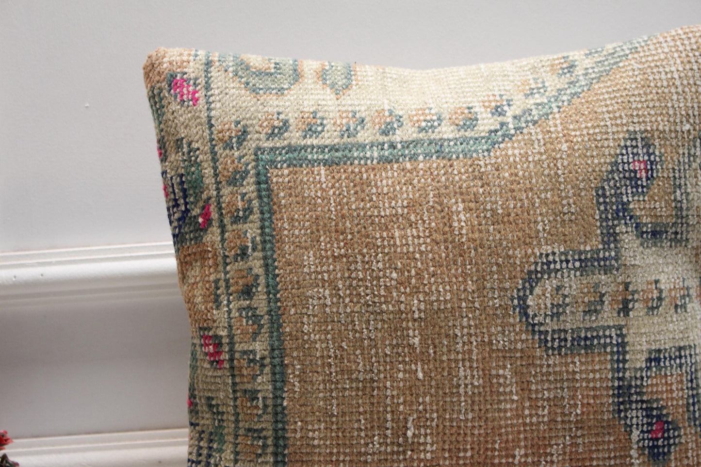 Handmade Turkish Rug Pillow Cover: Upcycled Kilim, 16x16 Square