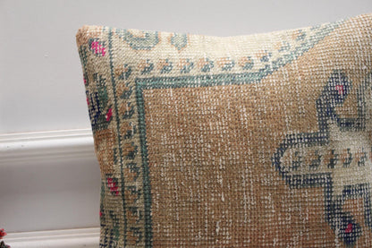 Handmade Turkish Rug Pillow Cover: Upcycled Kilim, 16x16 Square