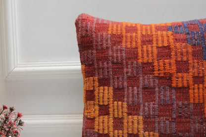 Rainbow Kilim Pillow Cover: Vintage Woven Wool, 16x16"