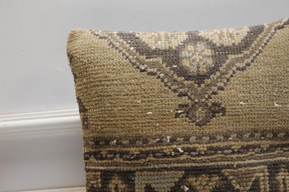 Vintage Turkish Rug Pillow Cover: Organic Wool Anatolian Throw Pillow, 16x16 inch