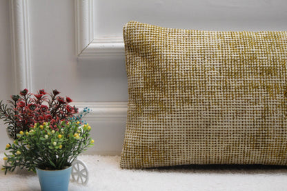 Handmade Kilim Lumbar Pillow Cover: Yellow Woven Rug, 12x24 inc