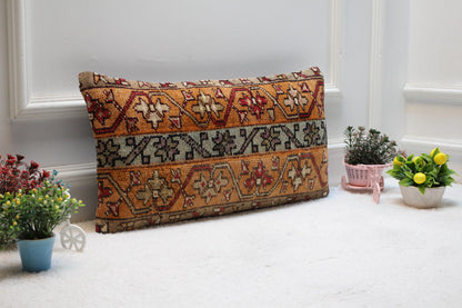 Handmade Turkish Rug Pillow Cover: Patchwork Boho Decor (12x24 in)