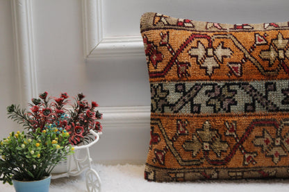 Handmade Turkish Rug Pillow Cover: Patchwork Boho Decor (12x24 in)