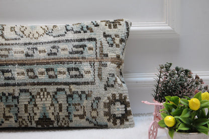 Handmade Kilim Lumbar Pillow Cover: Boho Woven Rug Pillow (12x24 inc)