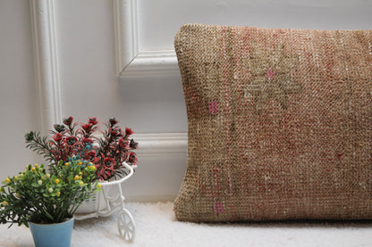 Anatolian Kilim Lumbar Pillow Cover: Upcycled Turkish Rug, 12x24 inc