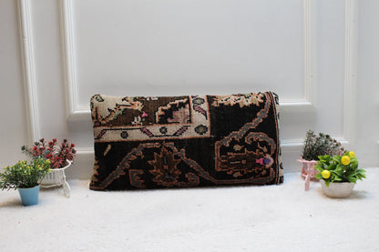 Handmade Wool Lumbar Pillow Cover: Boho Anatolian Design, 12x24 inch