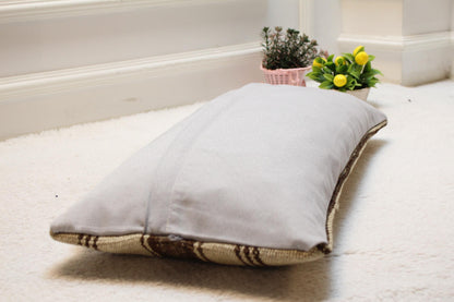 Striped Kilim Pillow Cover: Handmade Vintage Woven Rug, 12x24 inch