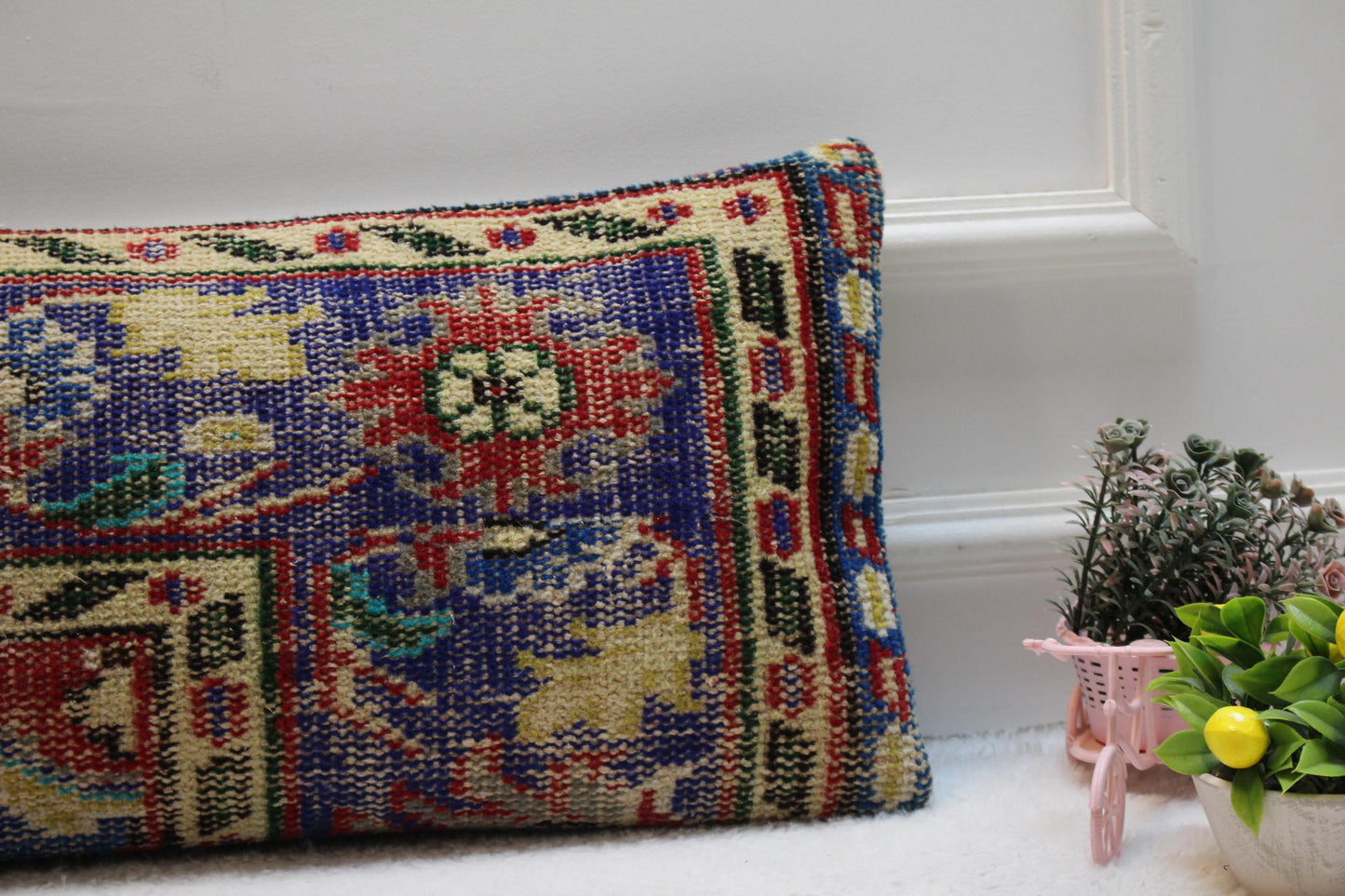 Handmade Turkish Rug Pillow Cover: Vintage Kilim Lumbar Pillow, 12x24 inch
