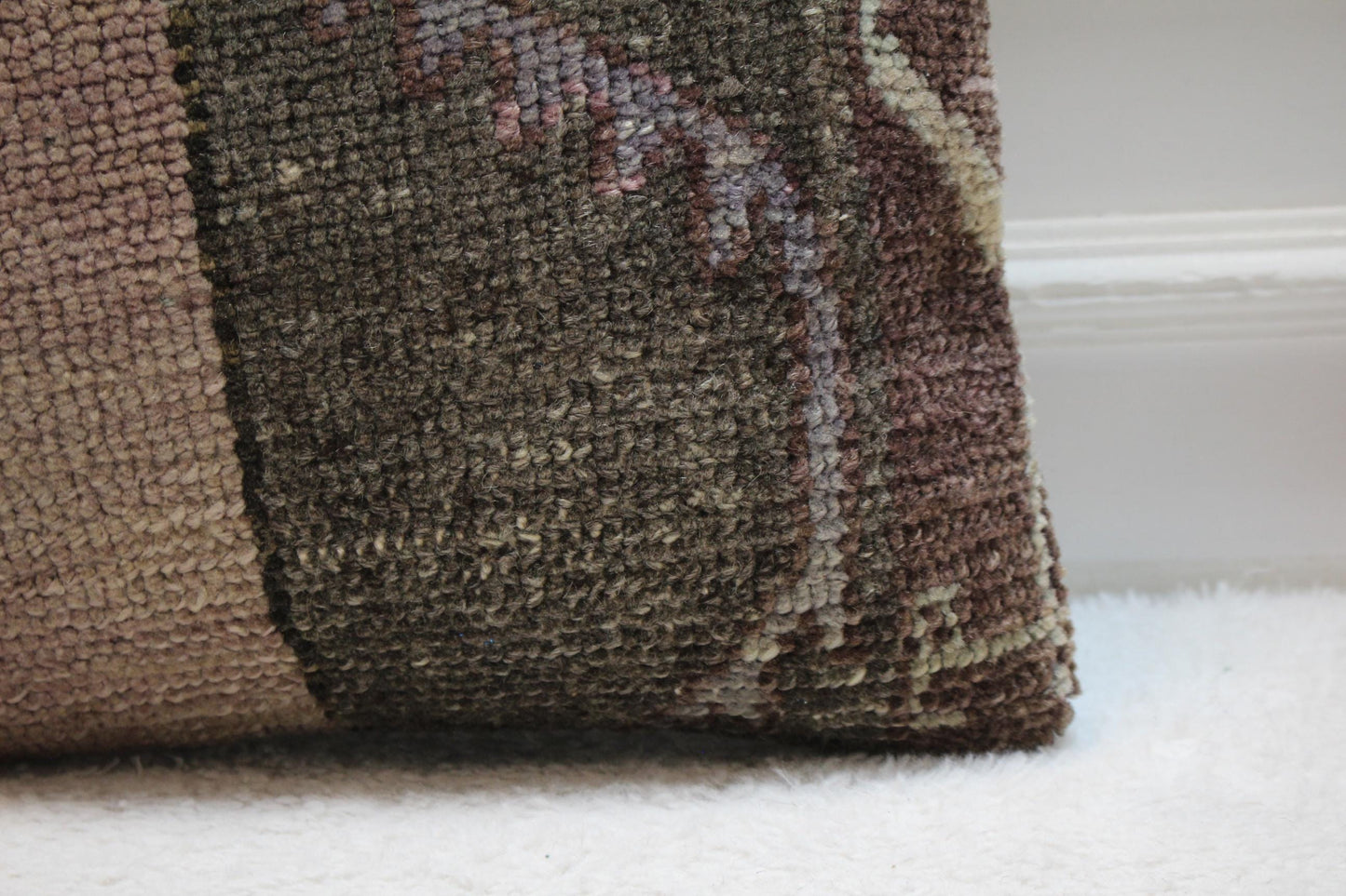 Vintage Turkish Rug Pillow Cover: Brown Wool Kilim Throw Pillow (16x16 in)