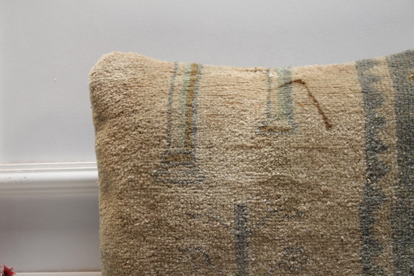 Handmade Turkish Rug Pillow Cover: Vintage Wool Kilim, 16x16 inch