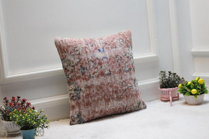 Vintage Turkish Rug Pillow Cover: 16x16 Boho Sofa Throw Pillow