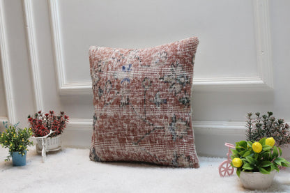 Vintage Turkish Rug Pillow Cover: 16x16 Boho Sofa Throw Pillow