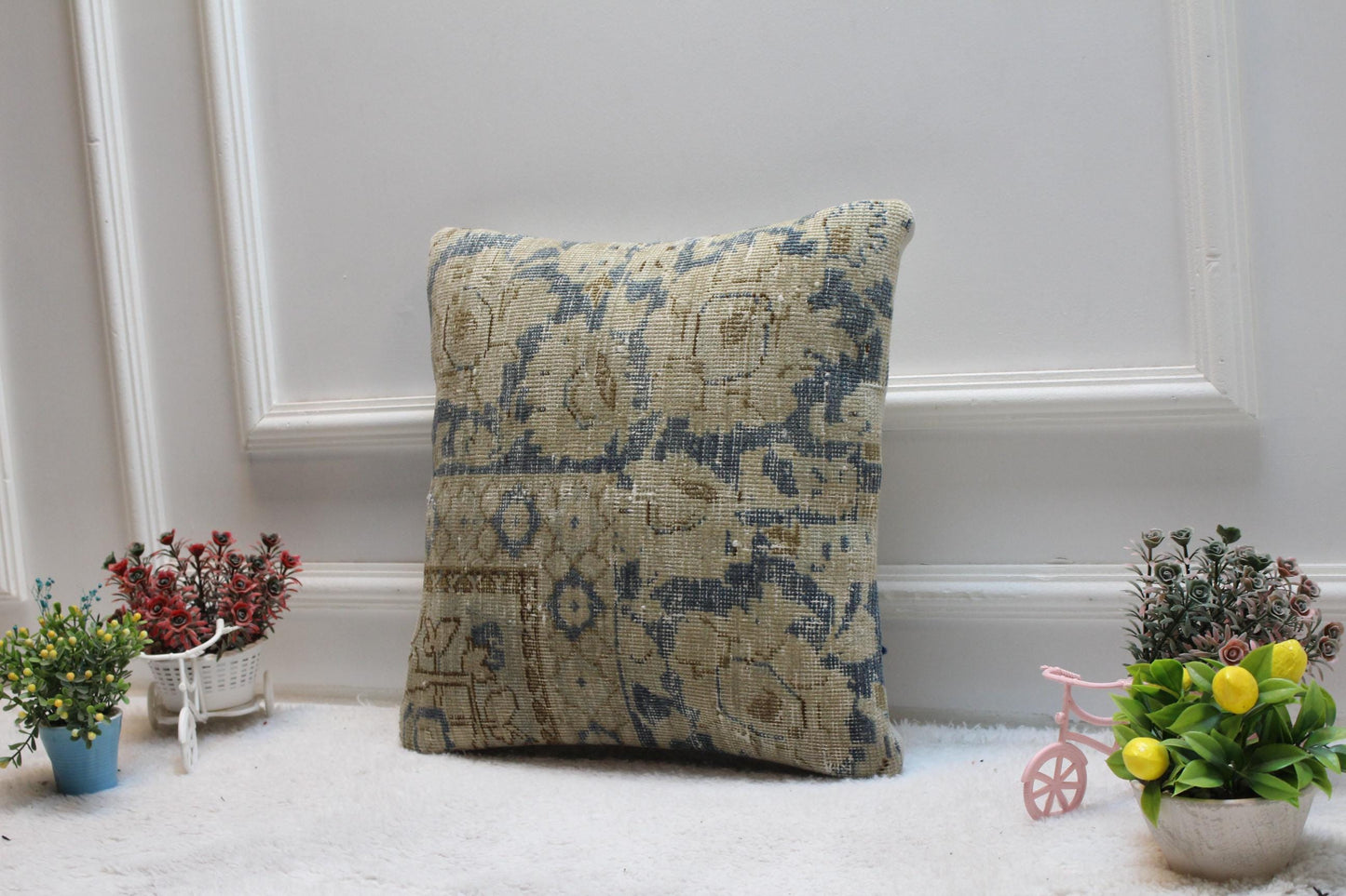 Handmade Turkish Rug Pillow Cover: Boho Home Decor, 16x16 inch
