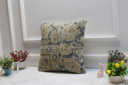 Handmade Turkish Rug Pillow Cover: Boho Home Decor, 16x16 inch