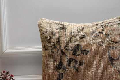 Floral Turkish Rug Pillow Cover: Vintage Wool Throw Pillow (16x16 in)