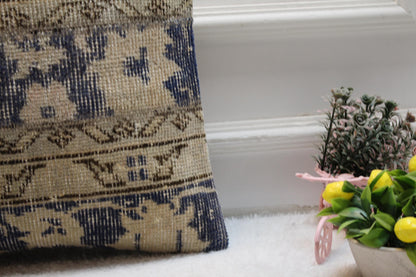 Vintage Turkish Rug Pillow Cover: Patchwork Kilim, 16x16 Square