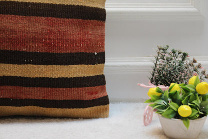 Striped Kilim Pillow Cover: Handmade Ethnic Home Decor (16x16 in)