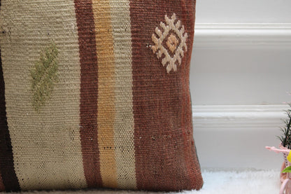 Handmade Kilim Pillow Cover: 16x16 Bohemian Home Decor