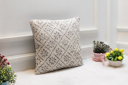 Handmade Kilim Pillow Cover: 16x16 Vintage Woven Throw Cushion