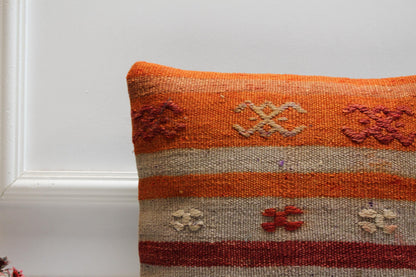 Kilim Pillow | Organic Wool Anatolian Cushion Cover | 16x16 Inch Square Home Design Decor