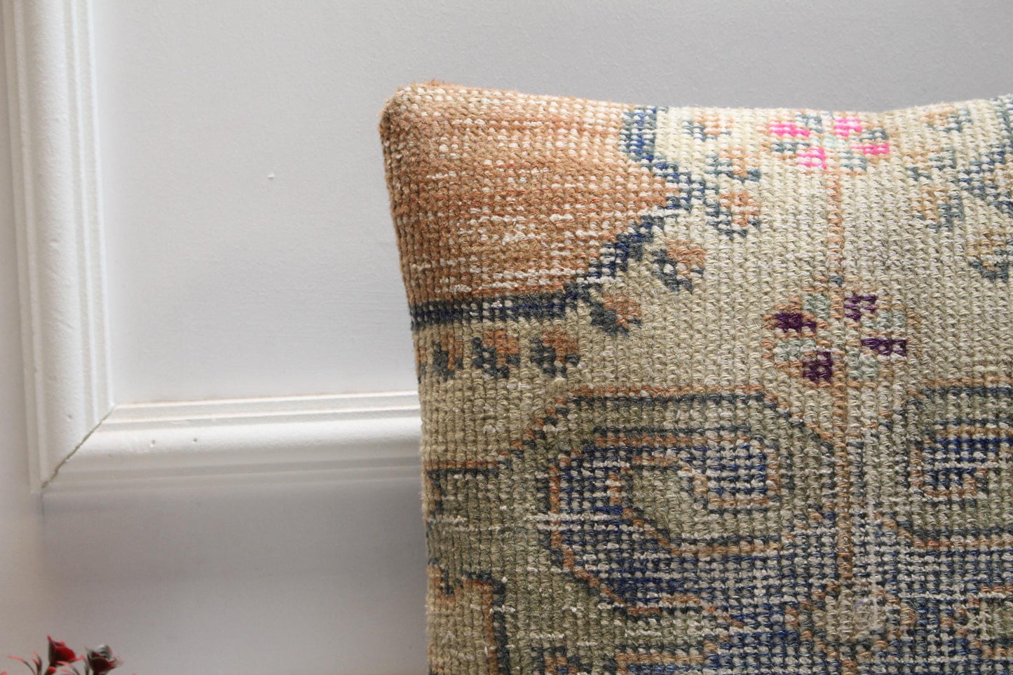 Geometric Kilim Pillow Cover: Upcycled Turkish Rug, 16x16 inch