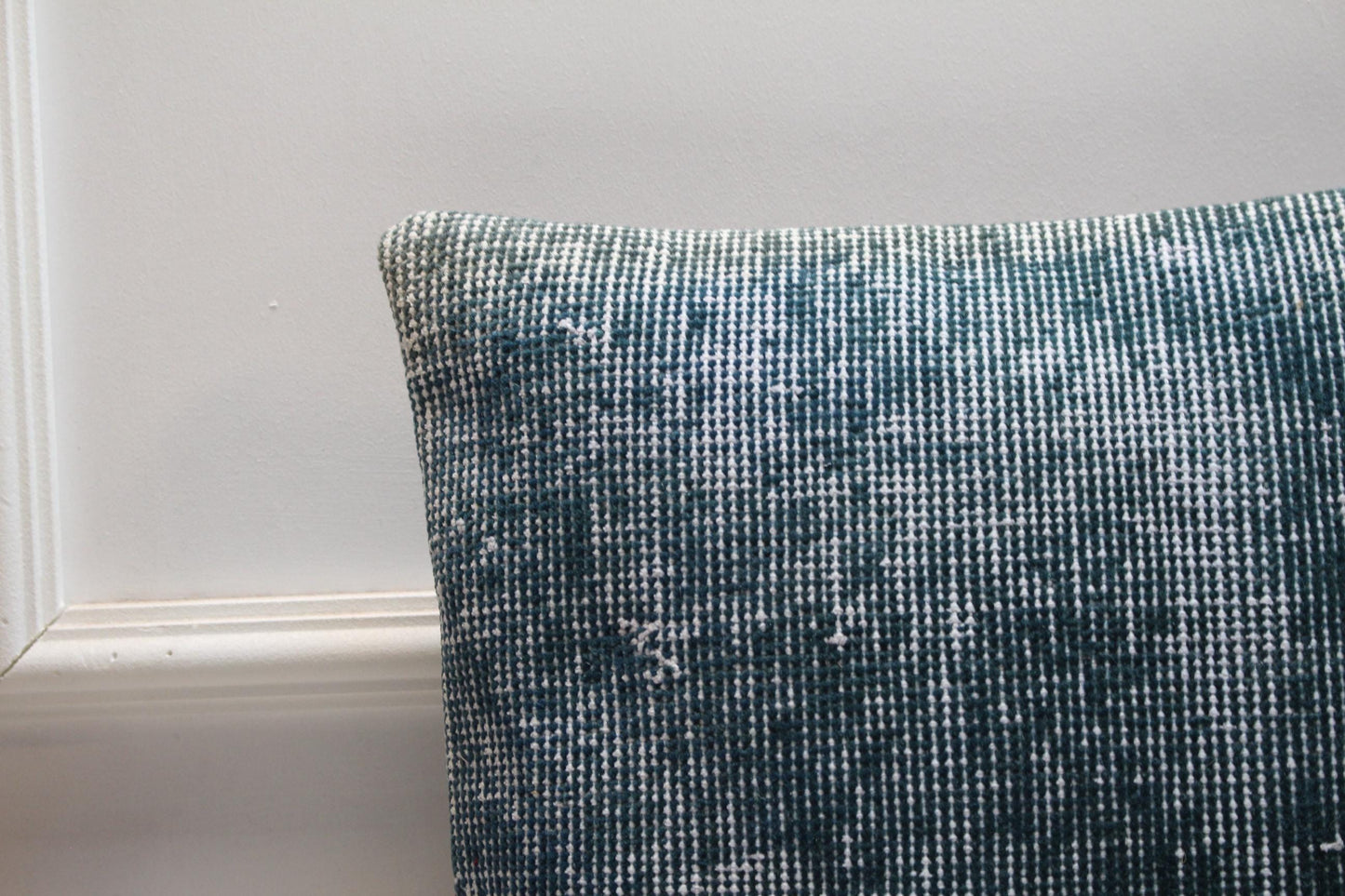 Blue Kilim Pillow Cover: 16x16 Turkish Rug, Upcycled Wool