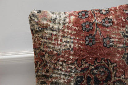 Floral Kilim Pillow Cover: 16x16 Turkish Rug Pillow, Upcycled Wool