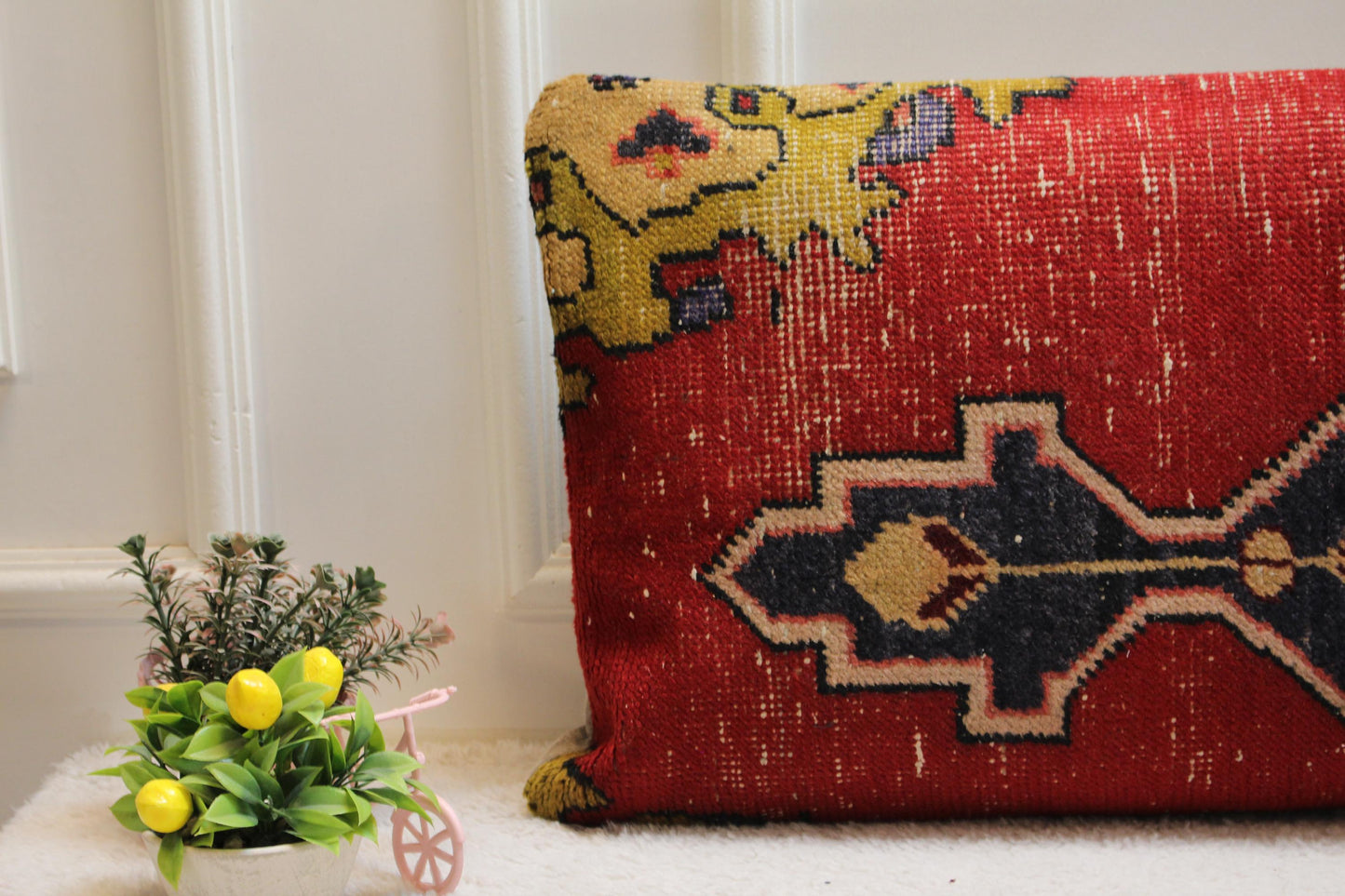 Handmade Turkish Rug Lumbar Pillow Cover: Rainbow Kilim, 16x32 inch