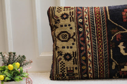 Handmade Kilim Pillow Cover: Upcycled Woven Rug, Rainbow, 16x32 inch
