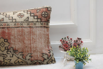 Handmade Turkish Rug Lumbar Pillow Cover: Upcycled Kilim, 16x24 inc